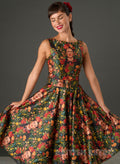Audrey Frida Botanical portrait Print Fit and Flare Midi Dress