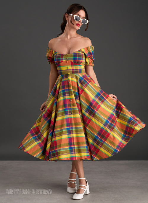 'Carmen' Frida Check 50s Premium Organic Cotton 50s Dress