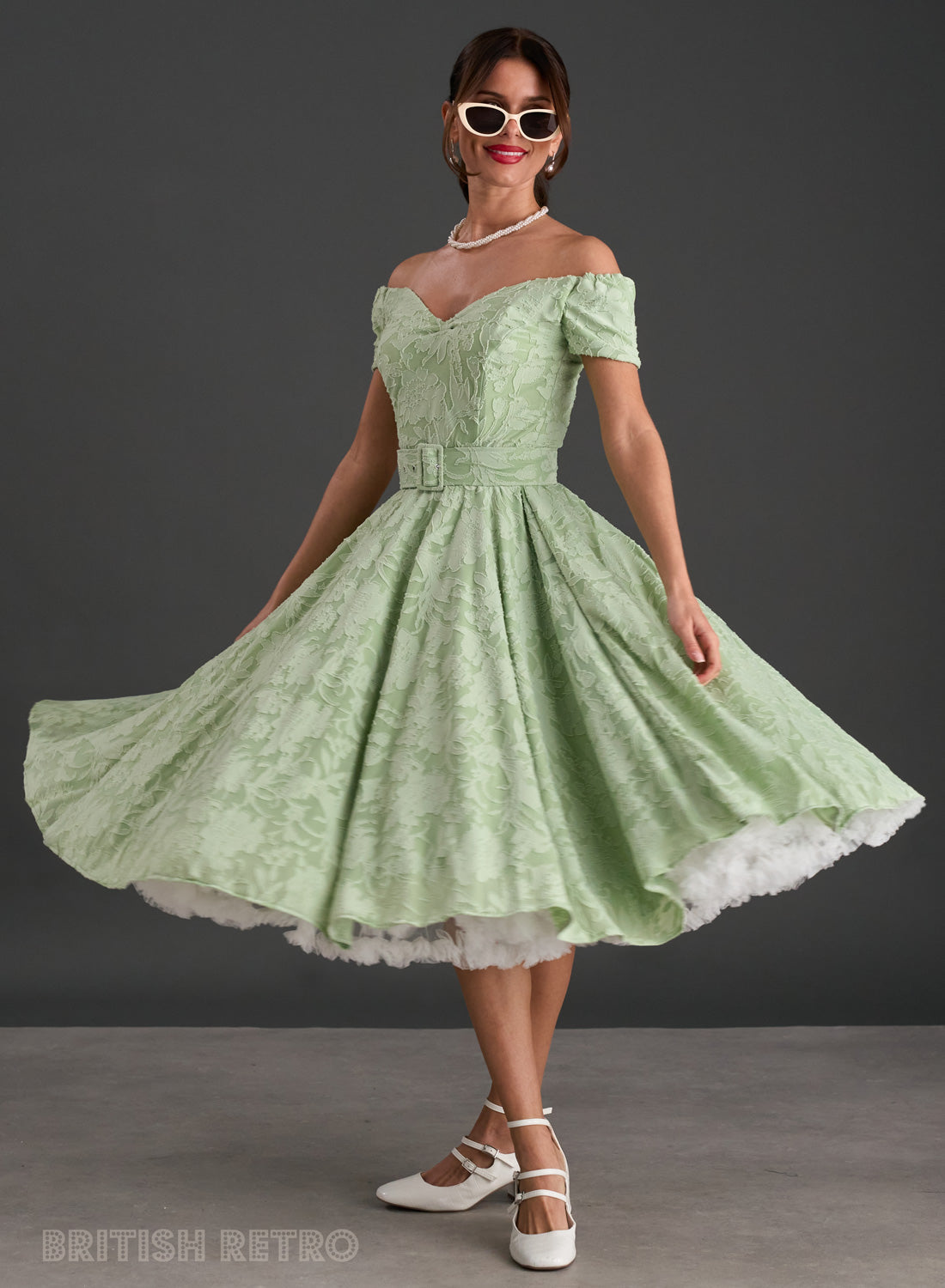Dee Dee Mint Green Jacquard Full Circle Dress