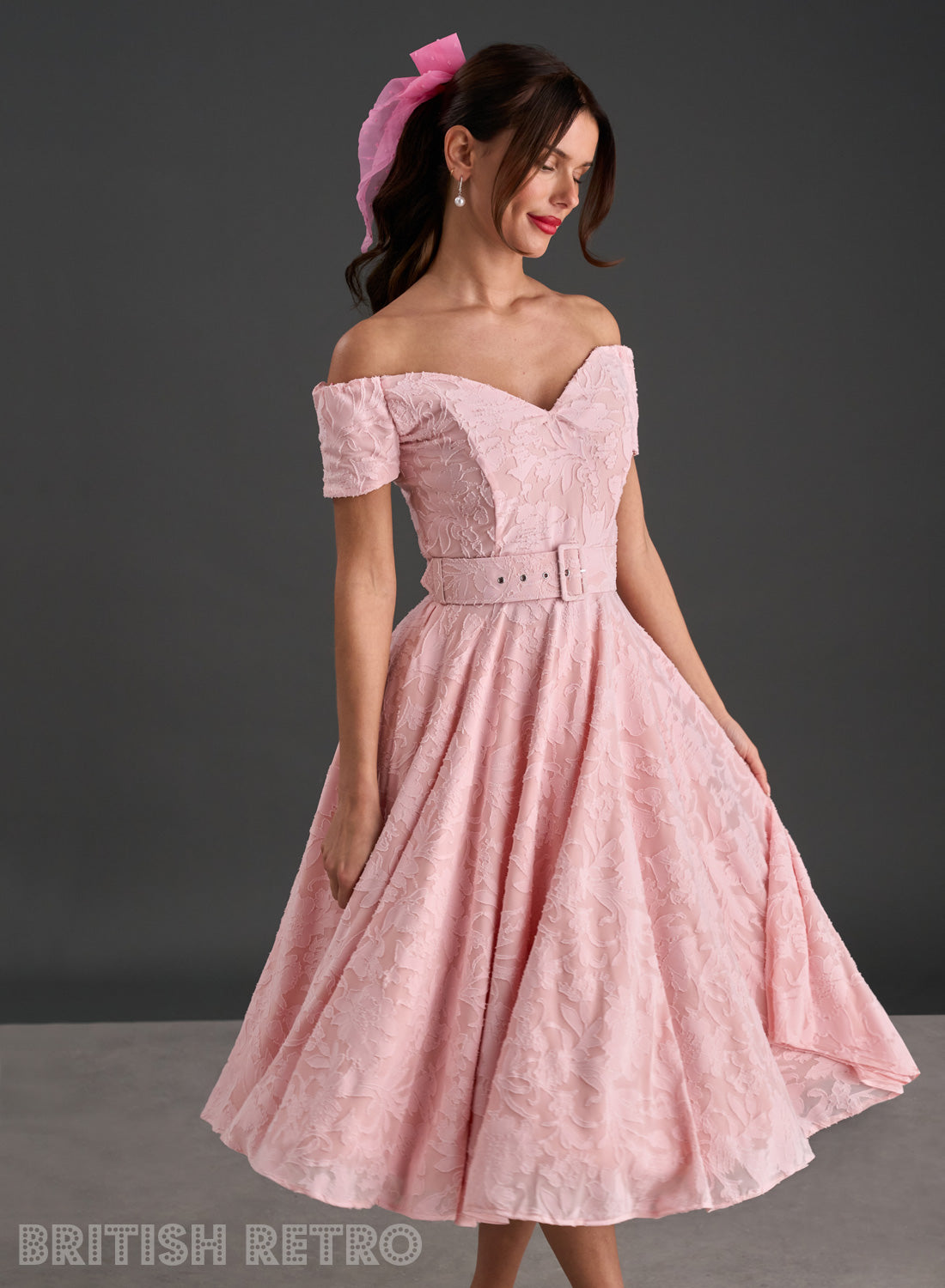 Dee Dee Dainty Pink Jacquard Full Circle Dress