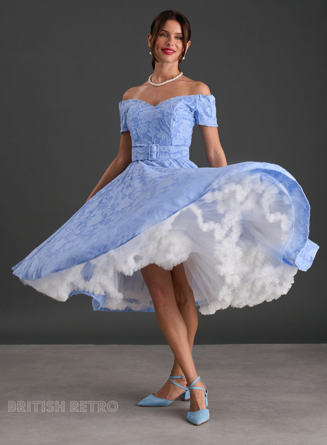 Dee Dee Porcelain Blue Jacquard Full Circle Dress