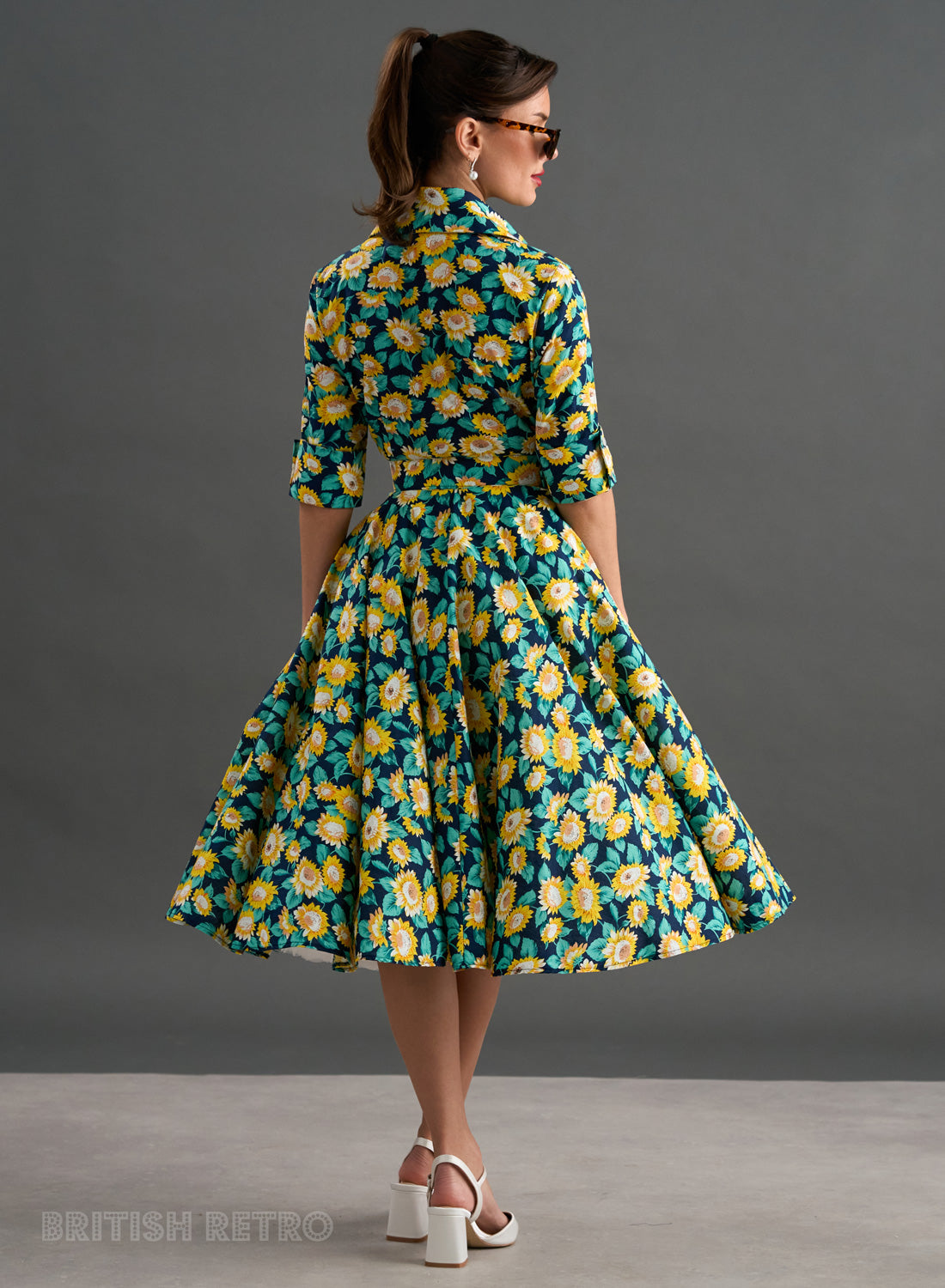 'Way Out West' Giant Sunflower 50s Style Swing Dress