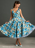 Grace Kelly Blue Peony 1950s Style Dress