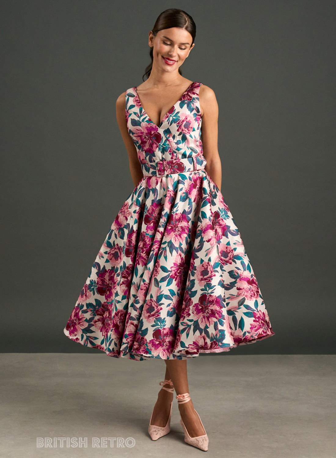 Grace Kelly Pink Peony 1950s Style Dress