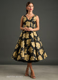Grace Kelly Gold Embroidered Full Circle Dress
