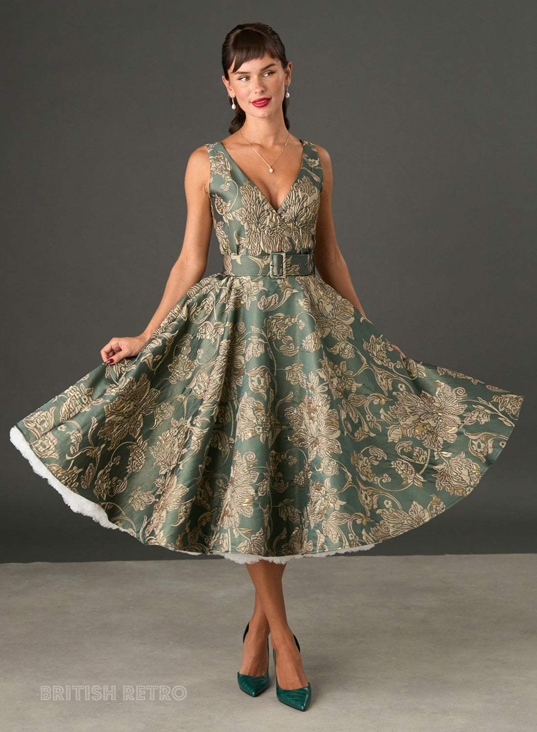 Grace Kelly 1950s Brocade Dress – Gilded Peony
