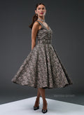 Grace Kelly Metallic Silver 50s Style Evening Dress