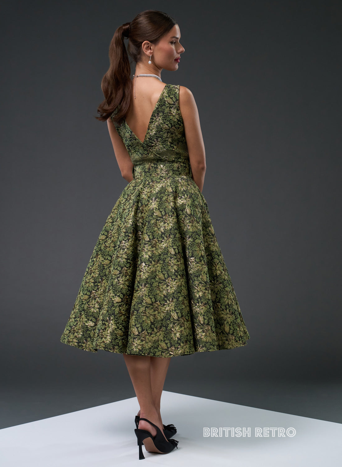 Grace Kelly Green Shimmer 50s Style Evening Dress