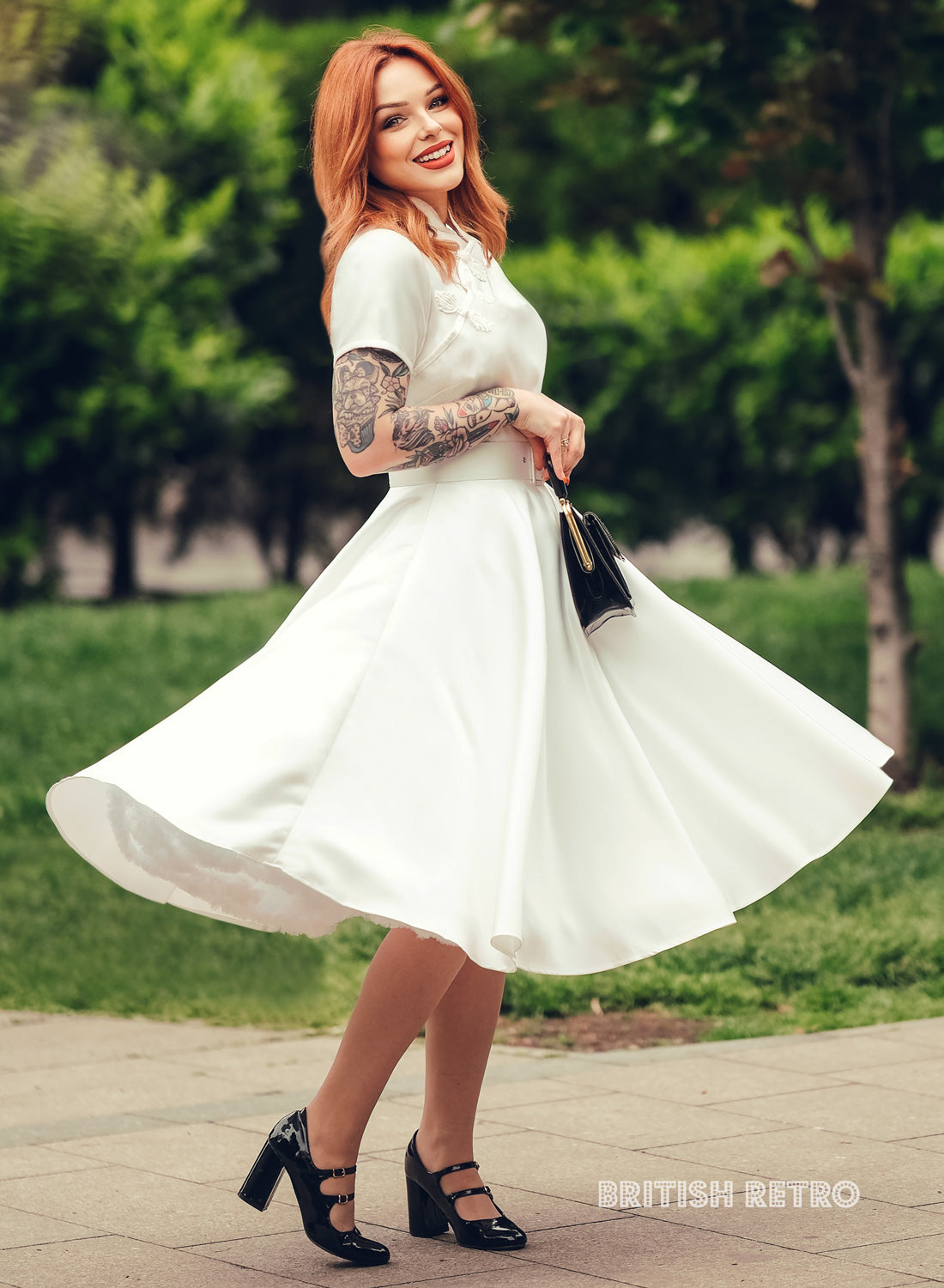 Jasmine Duchess Satin Ivory 50s Style Evening Dress