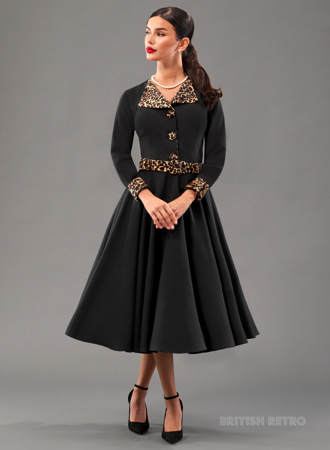 Tallulah Black Leopard Full Circle Swing Dress