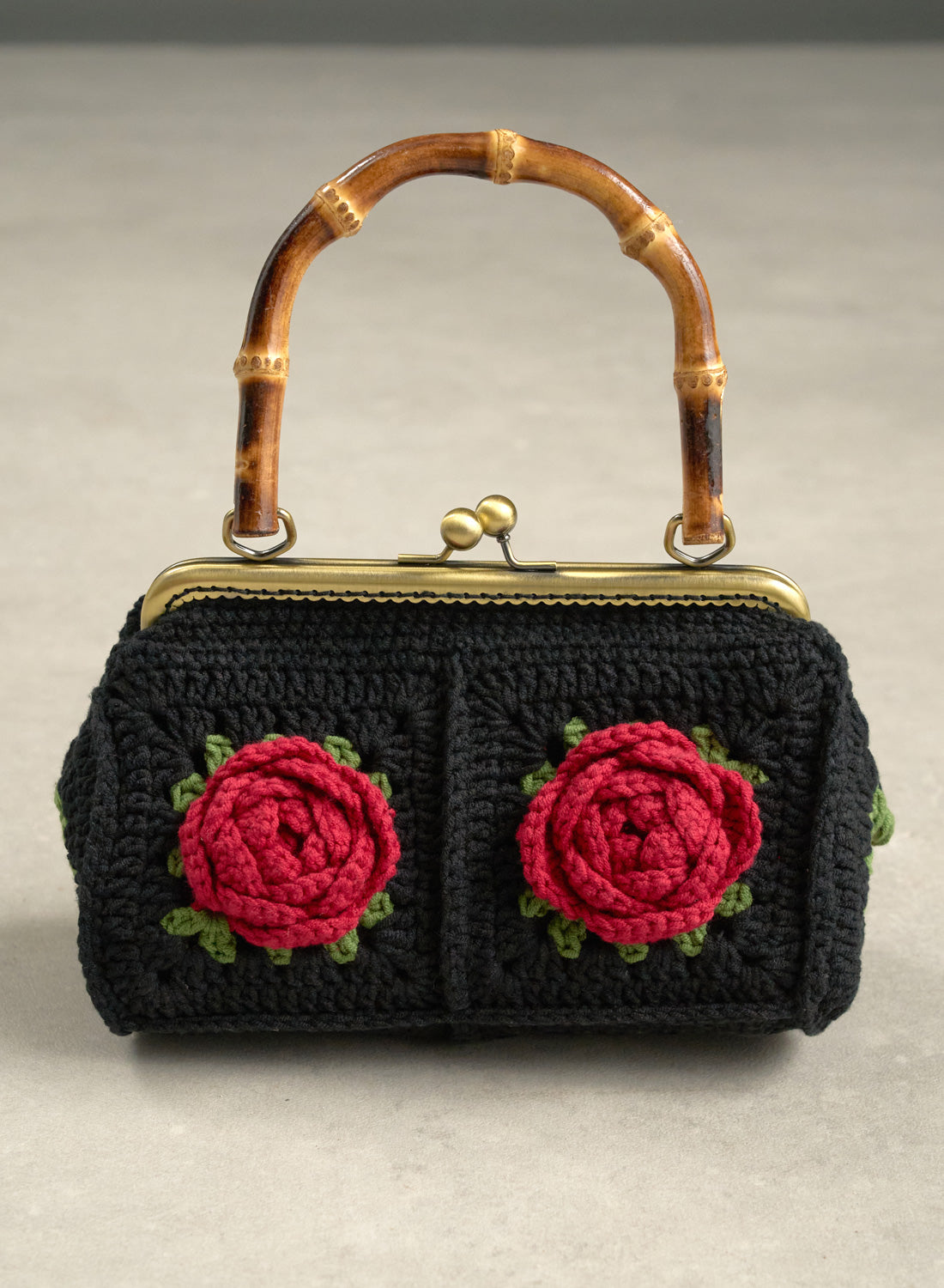 Rosie Black Crochet Vintage Style Bag