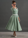 Bibi Skin Soft Mint Green Contrast Collar 50s Inspired Dress