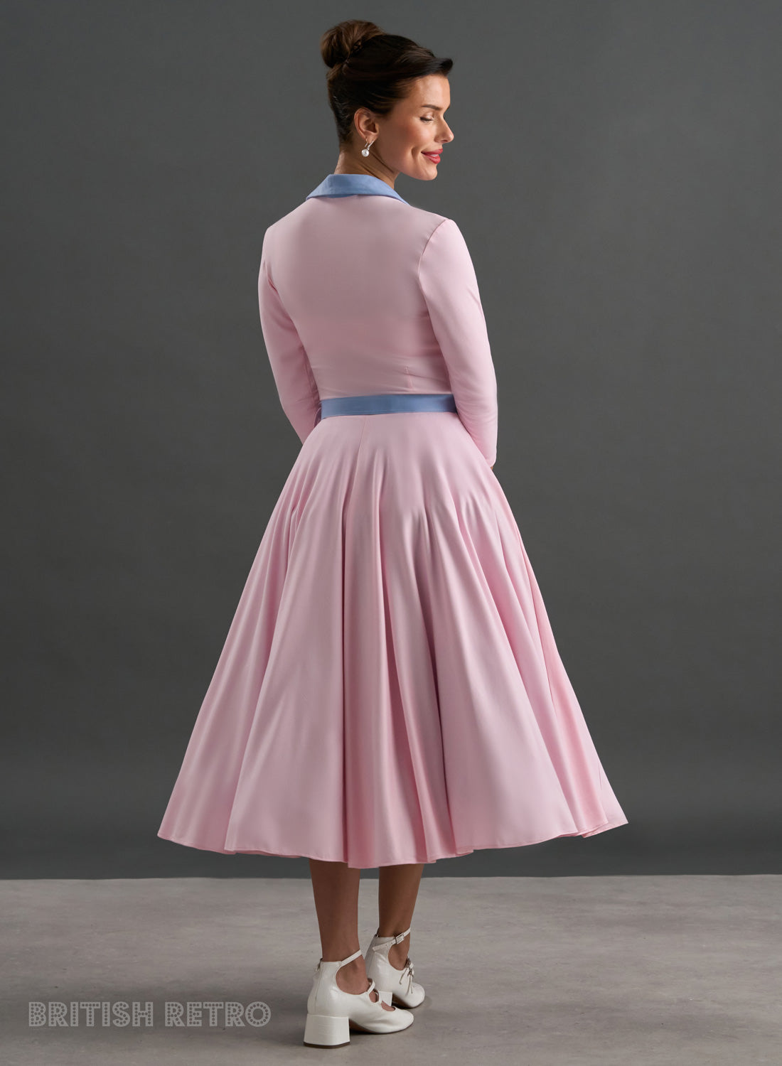 Bibi Skin Soft Pink Contrast Collar Full Circle Dress