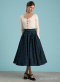 'Wanda' Pleated Black Watch Tartan 50s Style Skirt