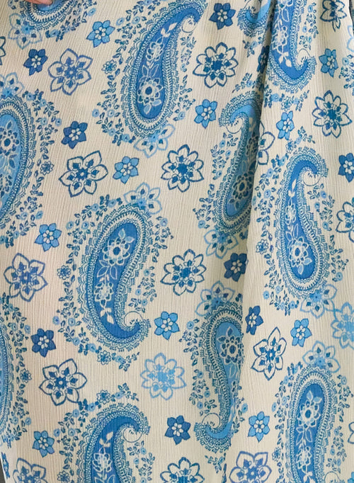 'Lolly' Blue Paisley Sarong 50s Pencil Dress