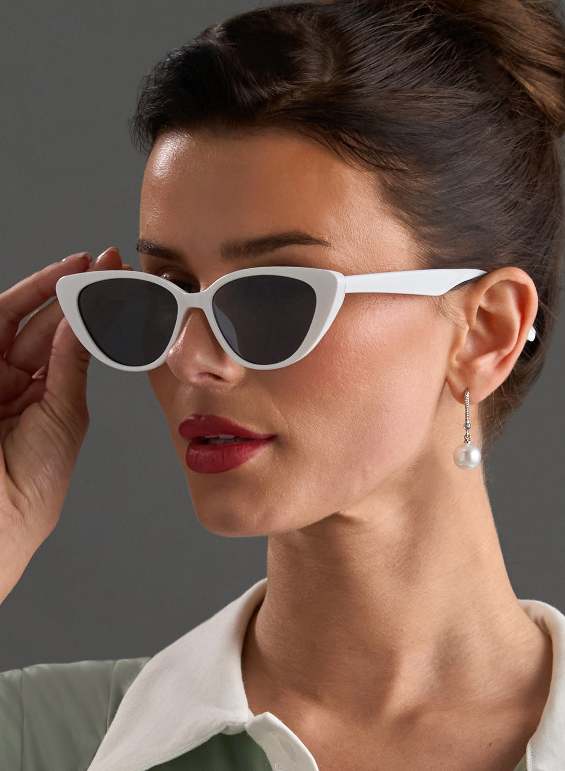Capri White Cat-Eye Style Sunglasses