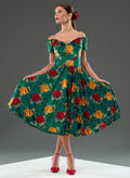 Dee Dee Embellished Emerald Rose Fit & Flare Dress | Women’s Tea Dress