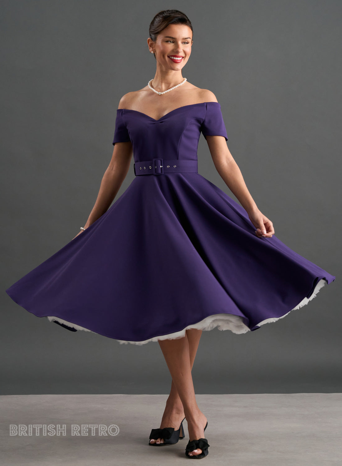 'Dee Dee' Drape Deep Purple Vintage Full Circle Dress