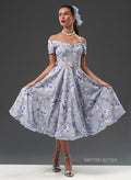 'Dee Dee' Vintage Meadow Slate 50s Style Swing Dress
