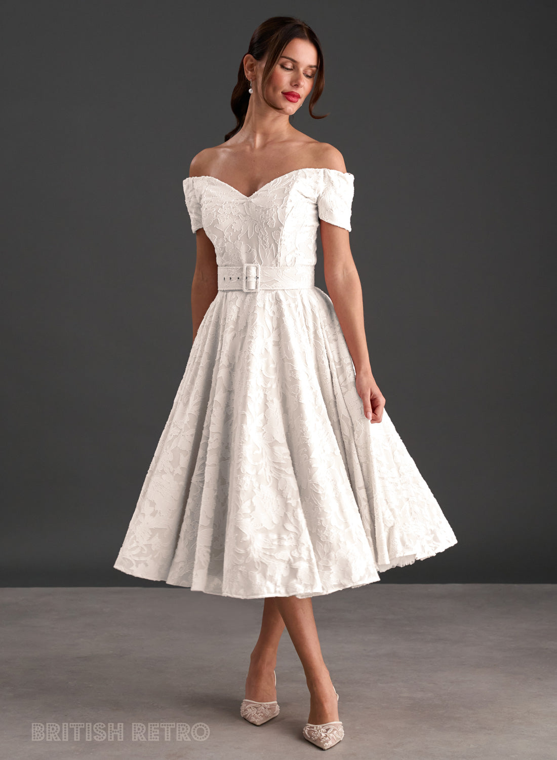 Dee Dee Ivory Jacquard Full Circle Dress