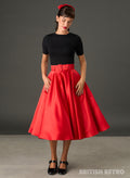 The Eloise – Red Satin Full Circle Midi Skirt