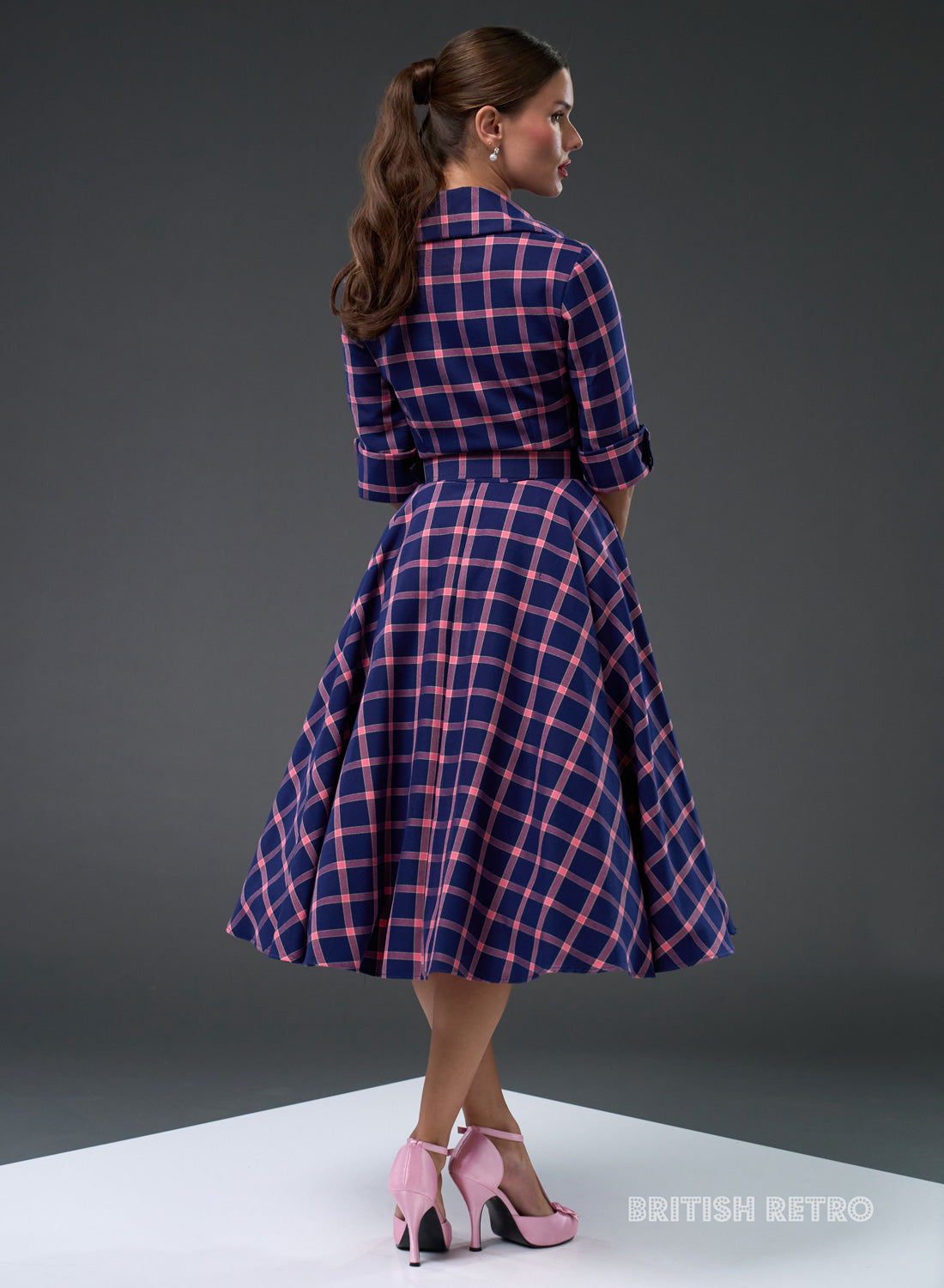 'Way Out West' Violet Check Full Circle Dress. With Pockets!