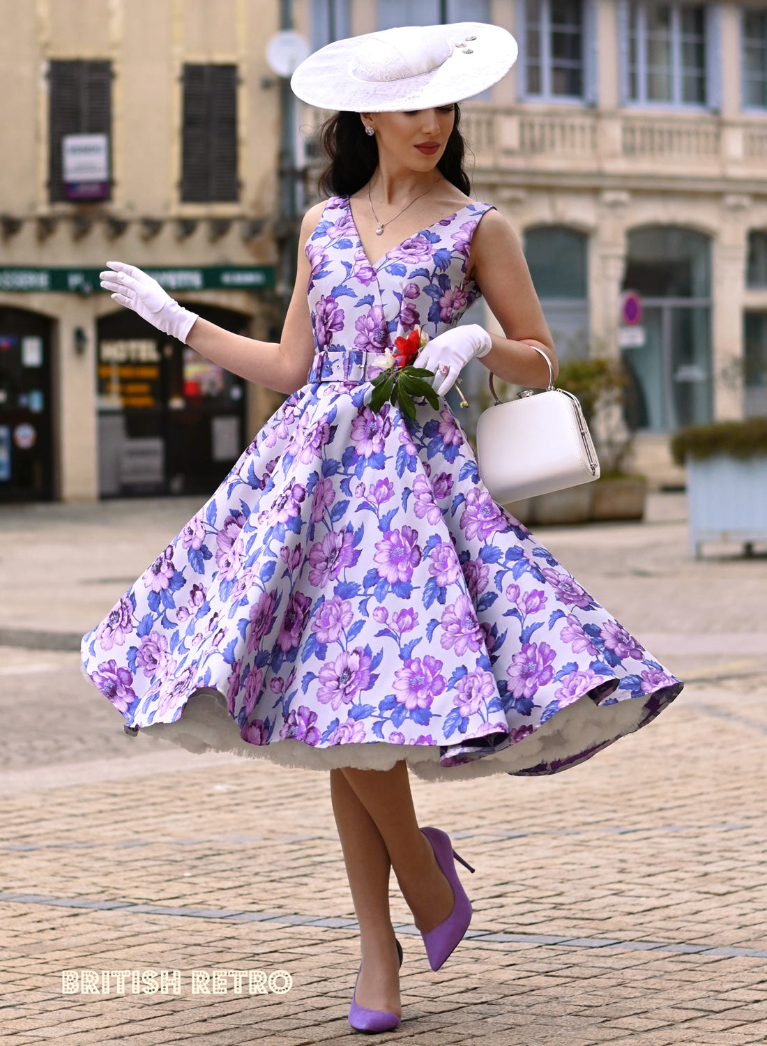 Grace Kelly Twilight Floral Shimmer Party Dress