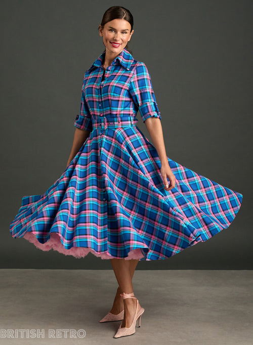 Way Out West Beaumont check tea dress with pockets, a smart winter wedding guest dress
