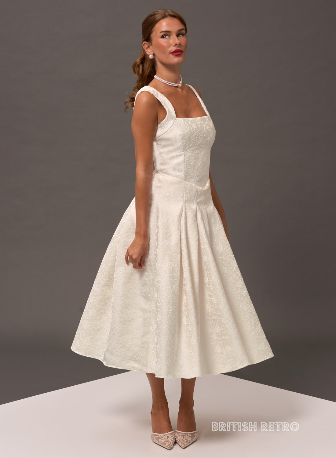 Antoinette Ivory Vintage Midi Wedding Dress