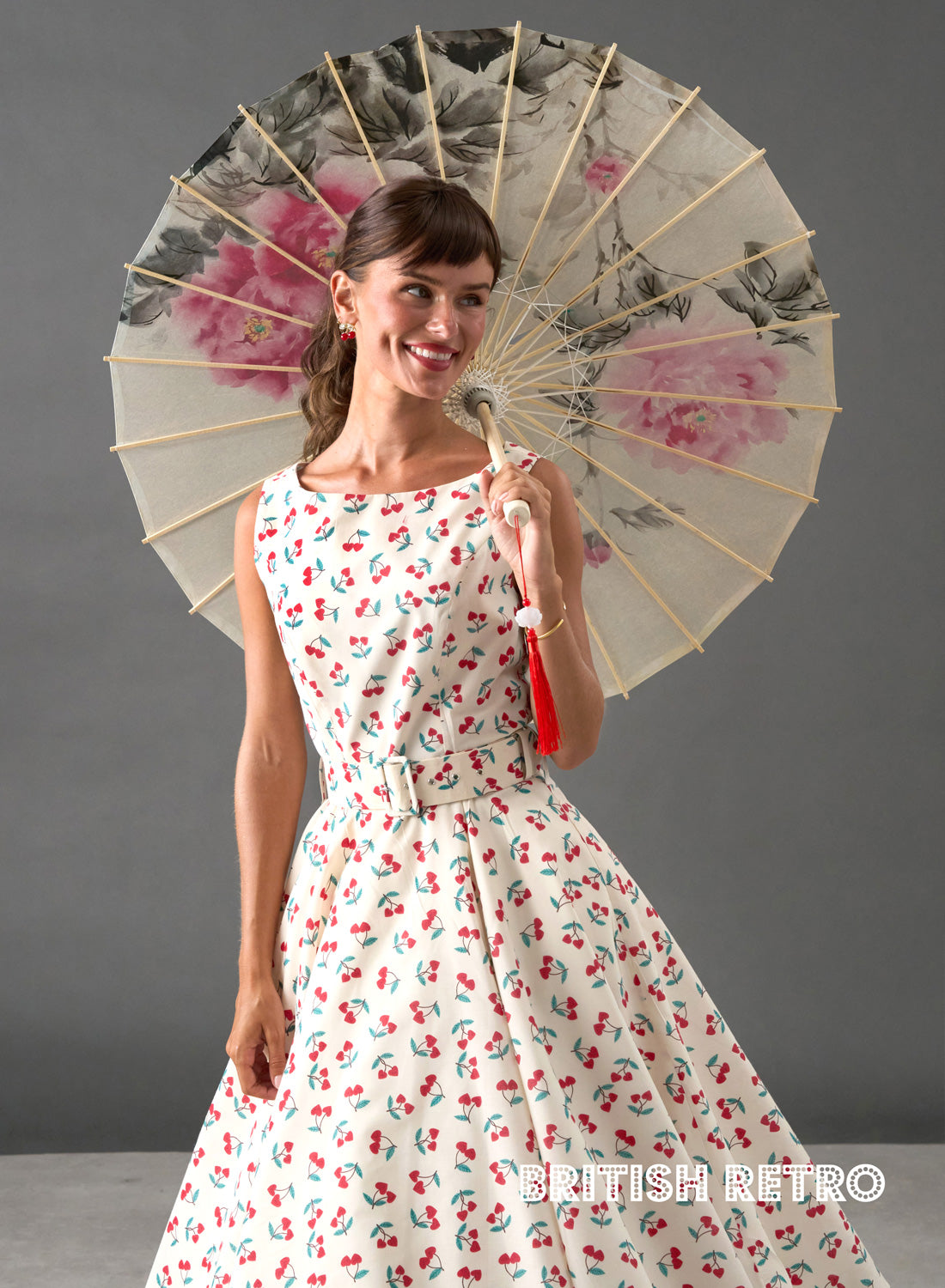 Vintage Pink Floral Bamboo Parasol – Handmade