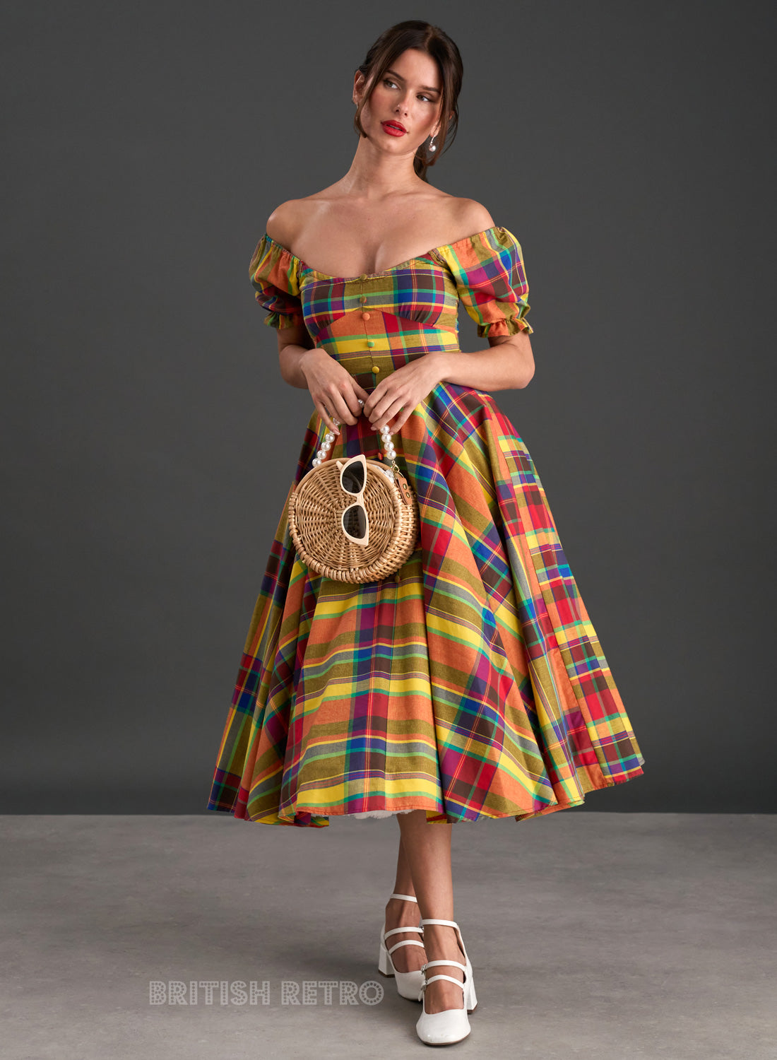 'Carmen' Frida Check 50s Premium Organic Cotton 50s Dress