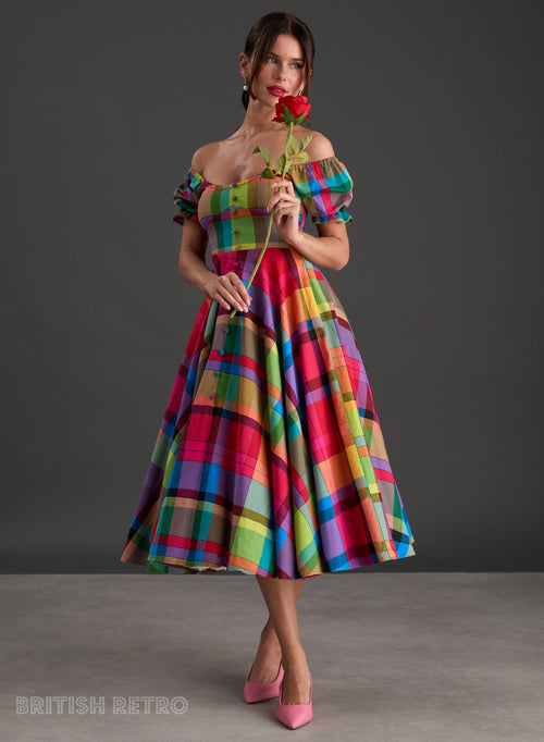 'Carmen' Lola Check 50s Premium Organic Cotton 50s Dress