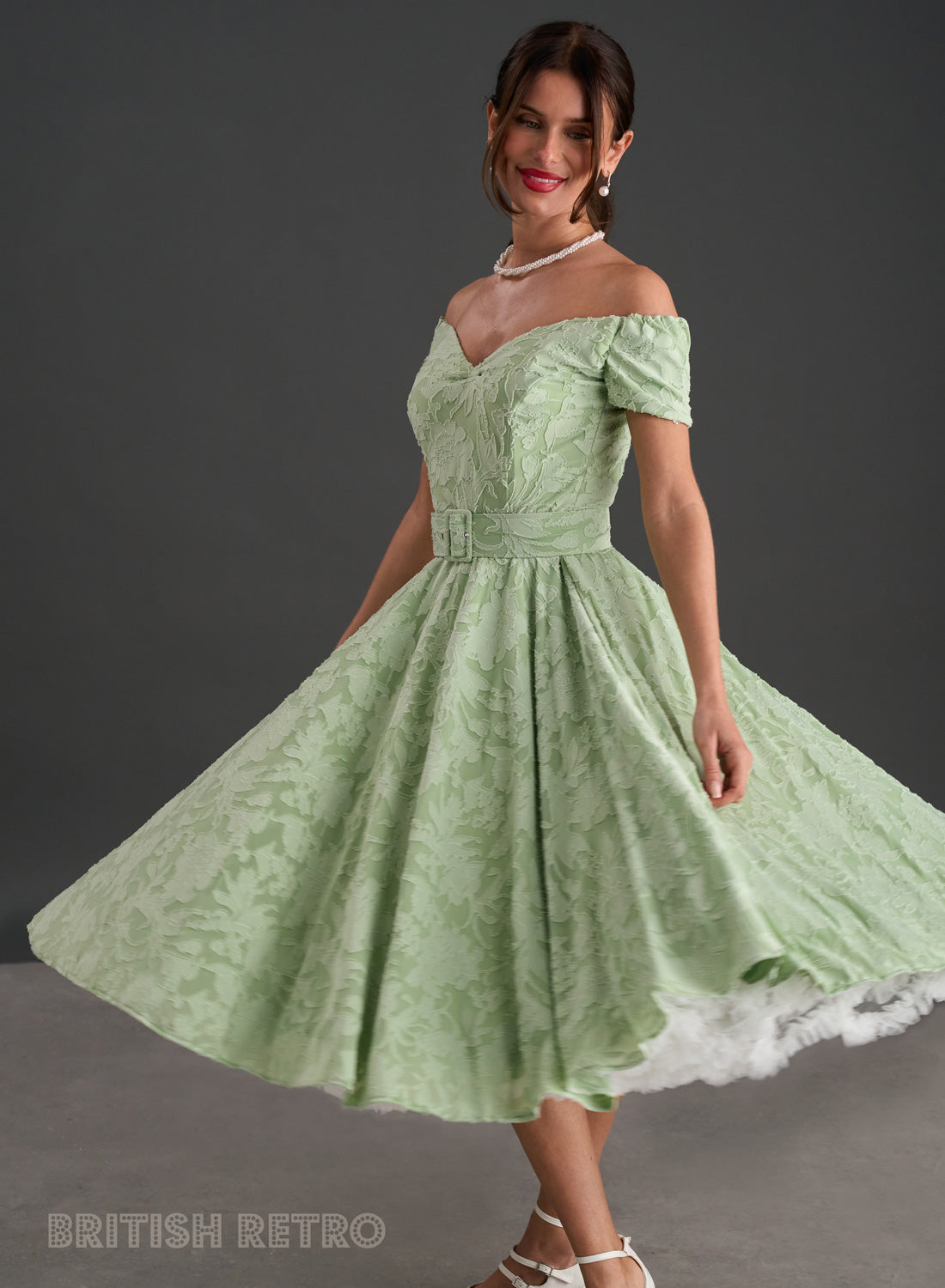 Dee Dee Mint Green Jacquard Full Circle Dress