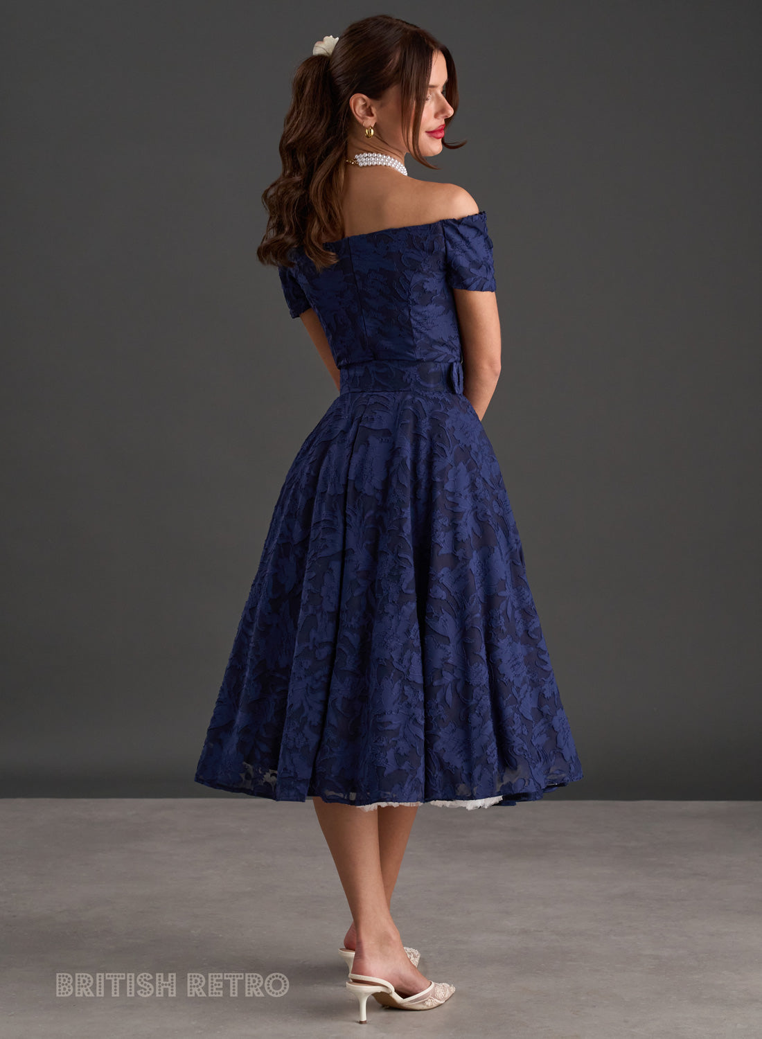 Dee Dee Windsor Navy Jacquard Full Circle Dress