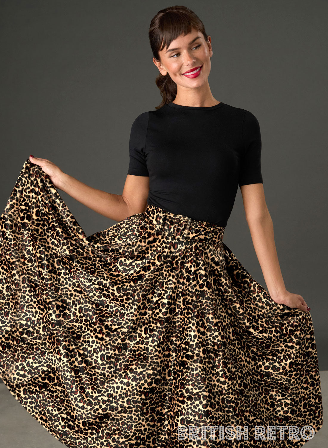 The Eloise Leopard Faux Fur Midi Skirt | Rockabilly Style