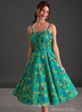 Everly Embroidered Emerald Floral 50s Style Dress