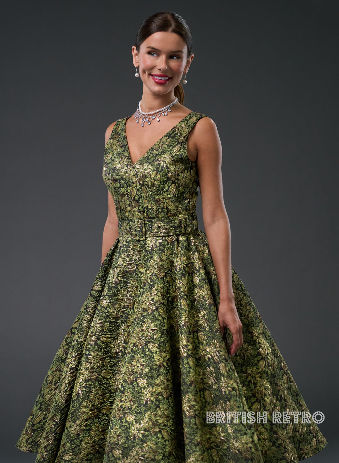 Grace Kelly Green Shimmer 50s Style Evening Dress