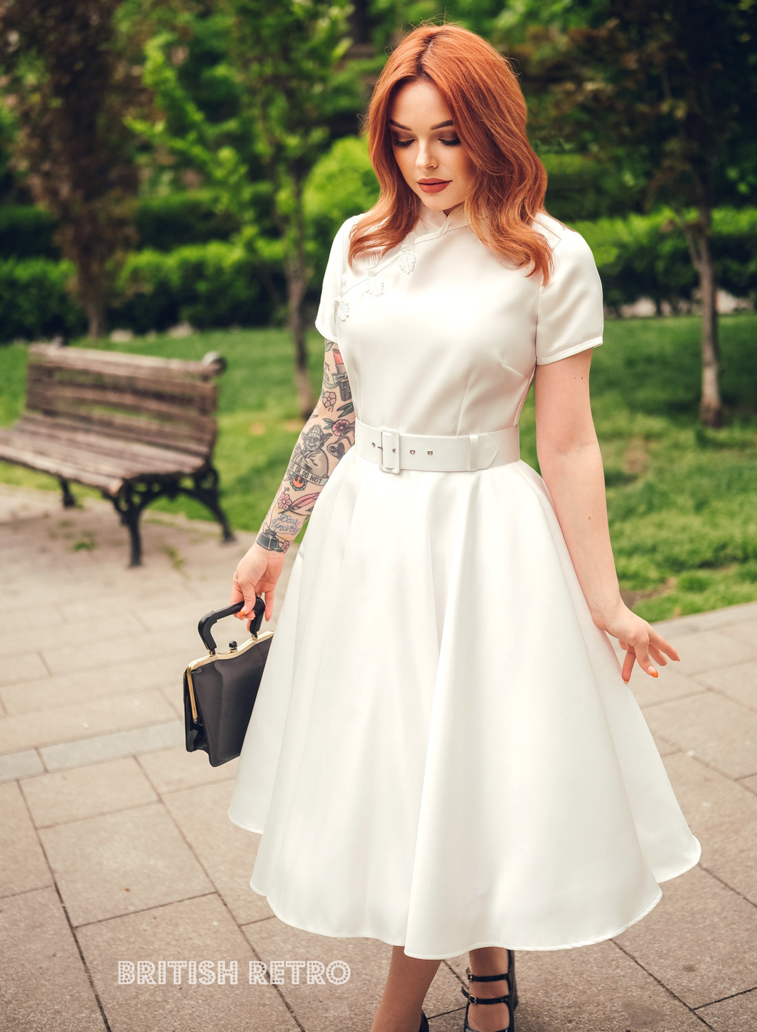 Jasmine Duchess Satin Ivory 50s Style Evening Dress