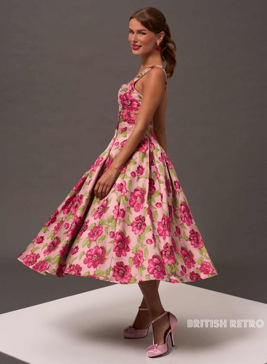 Antoinette Winter Rose Vintage Midi Evening Dress