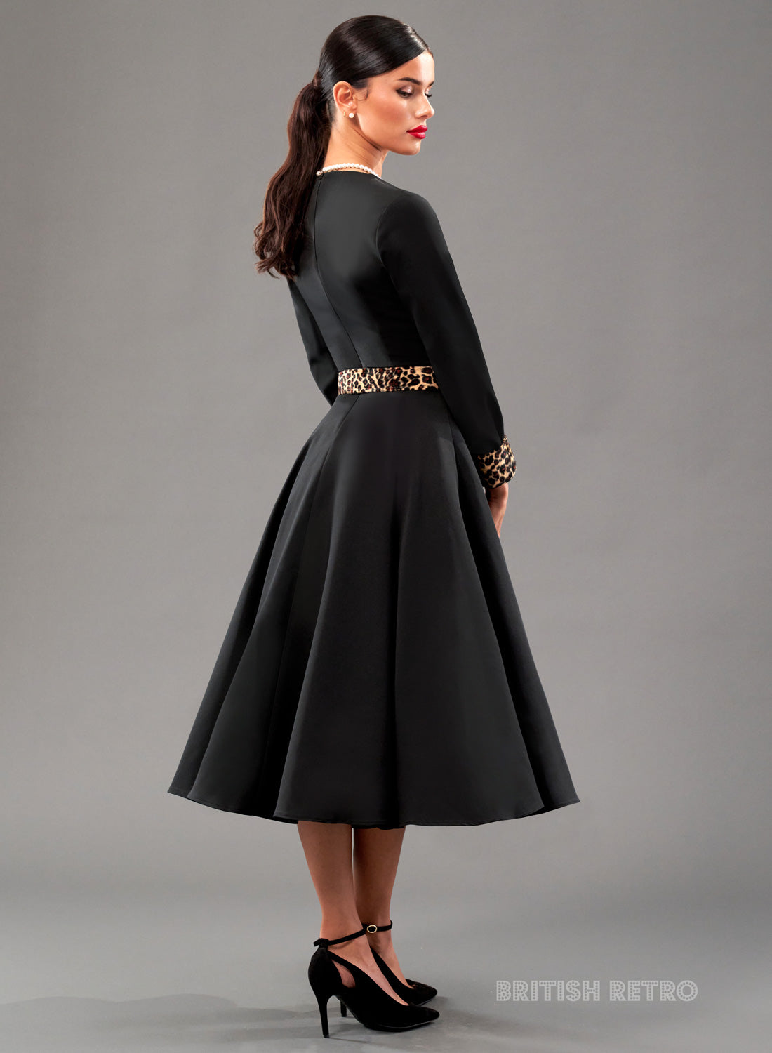 Tallulah Black Leopard Full Circle Swing Dress
