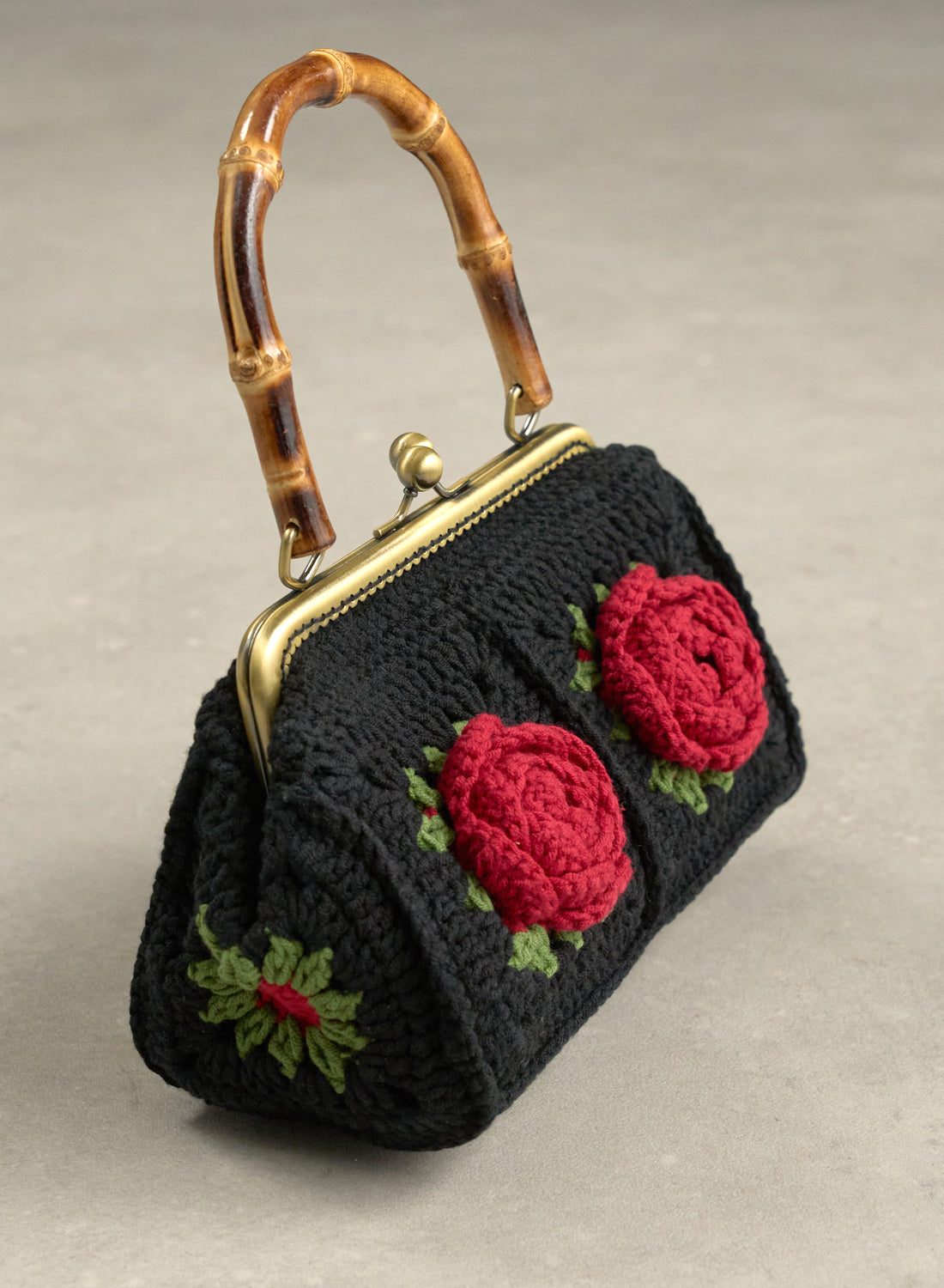 Rosie Black Crochet Vintage Style Bag
