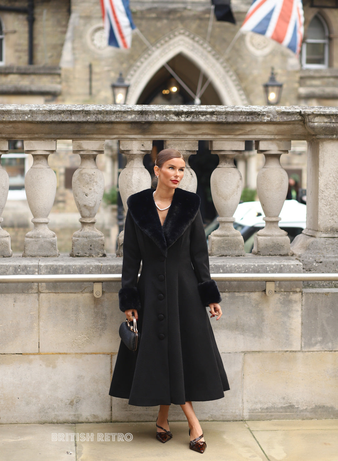 Wonderland 1950s Style Black Coat Made in the UK