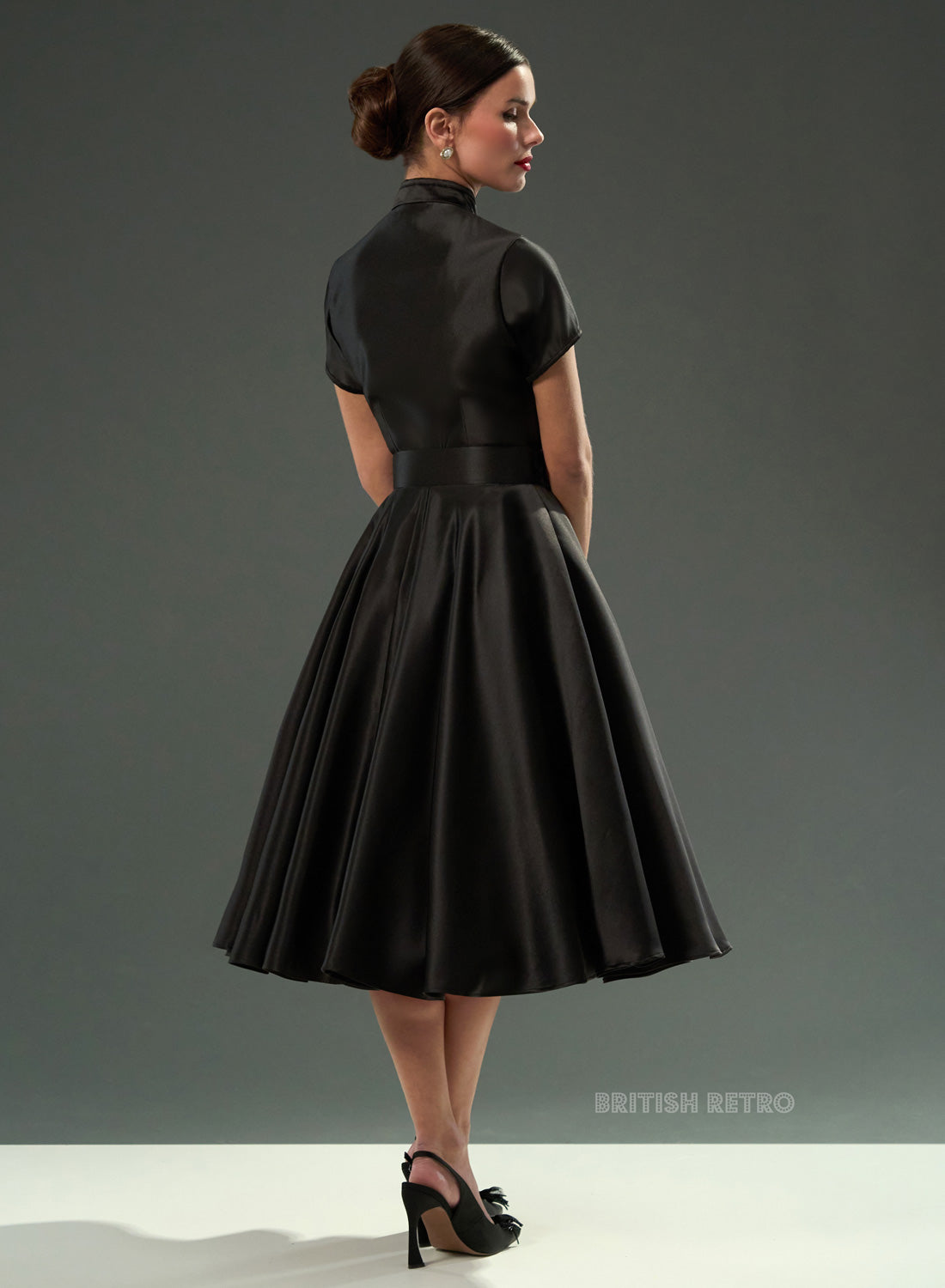 Jasmine Duchess Satin Black 50s Style Evening Dress