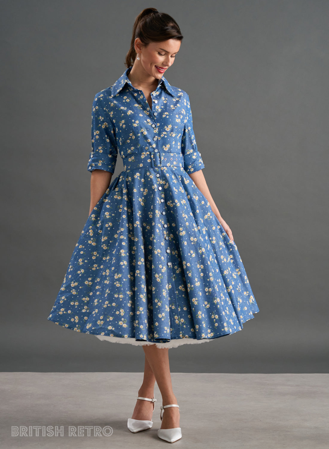 'Way Out West' Daisy Denim 50s Style Swing Dress