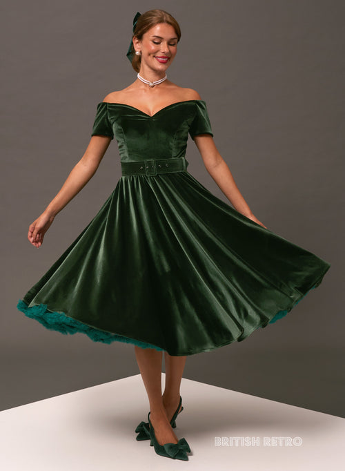 'Dee Dee' Fern Velvet 50's Full Circle Dress