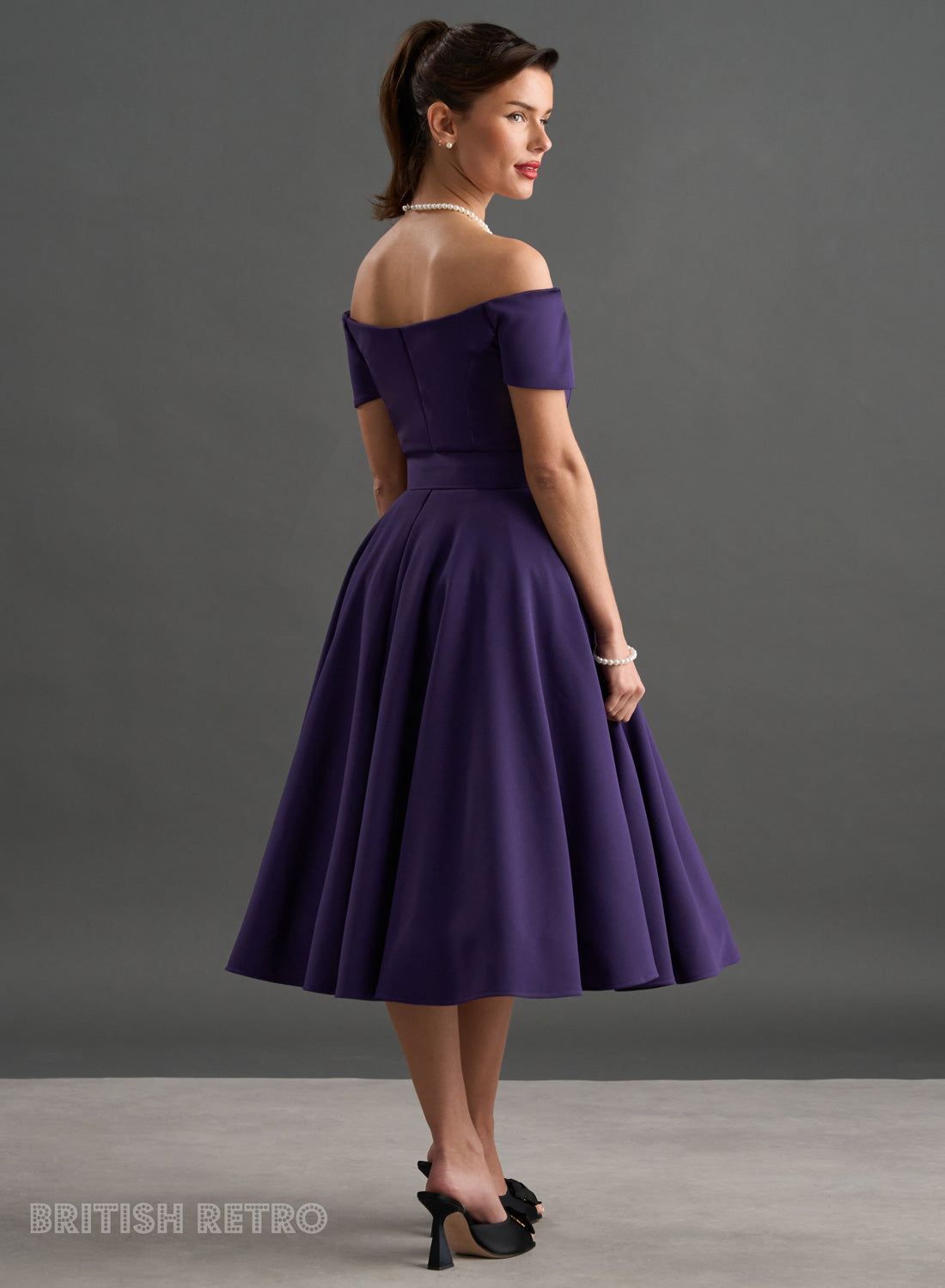 'Dee Dee' Drape Deep Purple Vintage Full Circle Dress
