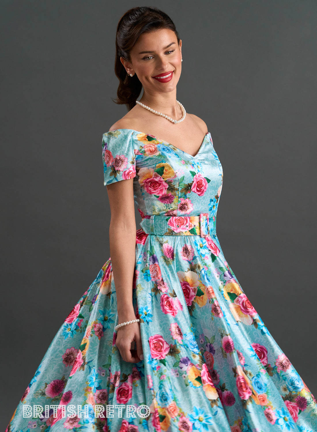 Dee Dee Deluxe Vintage Rose Shimmer Vintage Inspired Dress