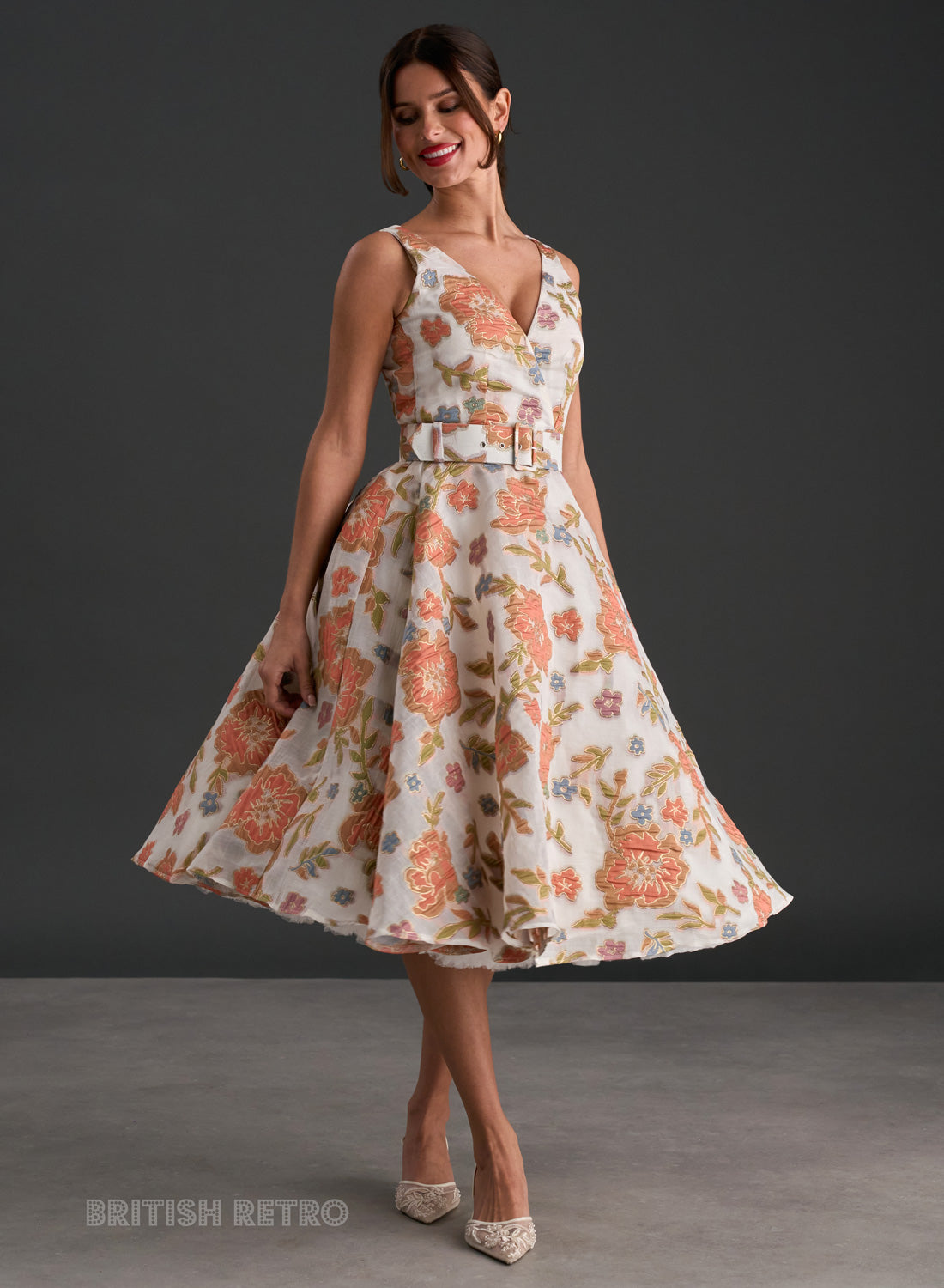 Grace Kelly Pastels Embroidered Vintage Inspired Dress