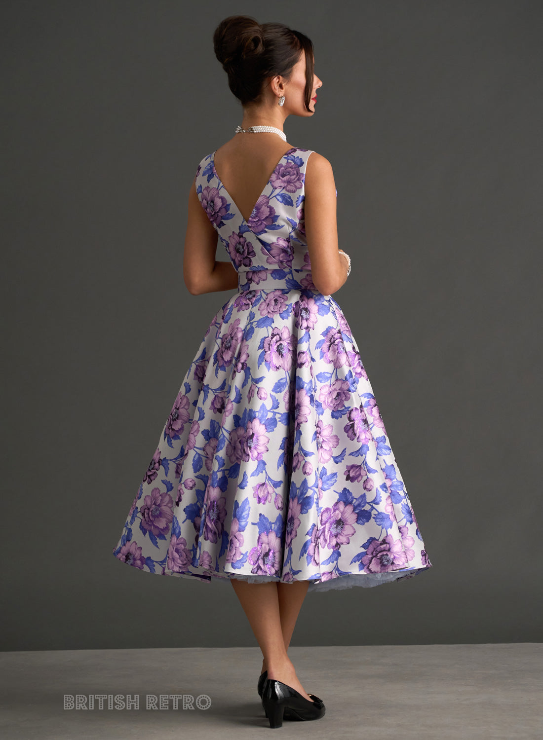 Grace Kelly Twilight Floral Shimmer Party Dress
