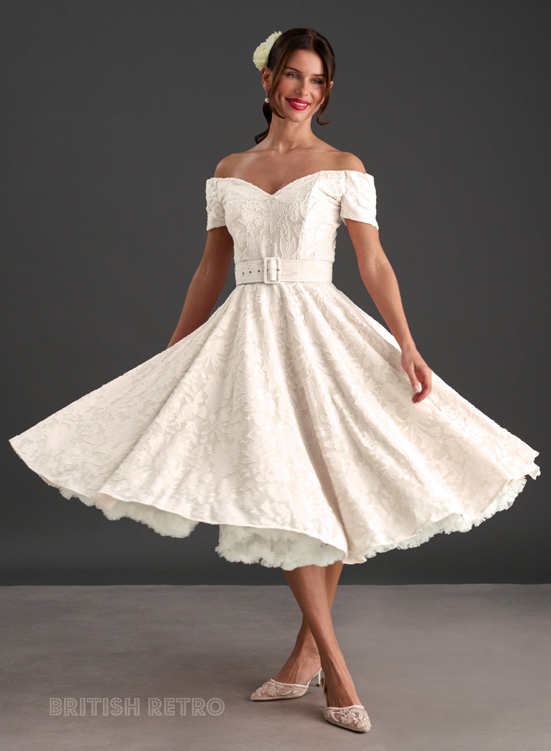 Dee Dee Ivory Jacquard Full Circle Dress